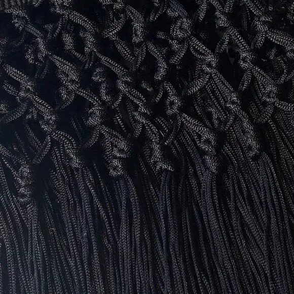 Boom Boom Jeans Abstract Print Macrame Fringe Open Front Cardigan Cover-Up L/XL - Picture 4 of 13